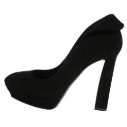 Pre Owned Bottega Veneta Black Suede Collar Detail Platform Pumps Size 41