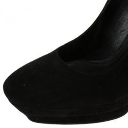 Pre Owned Bottega Veneta Black Suede Collar Detail Platform Pumps Size 41