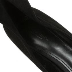 Pre Owned Bottega Veneta Black Suede Collar Detail Platform Pumps Size 41