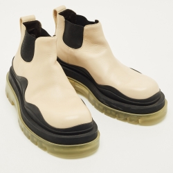 Pre Owned بوت بوتيغا فينيتا جلد كريمي تشيلسي مقاس 39