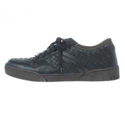 Pre Owned Bottega Veneta Black Intrecciato Leather Speedster Sneakers Size 41