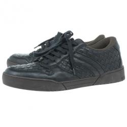 Pre Owned Bottega Veneta Black Intrecciato Leather Speedster Sneakers Size 41