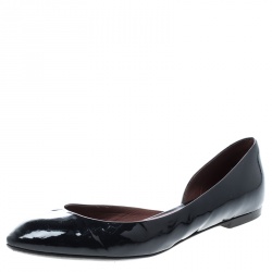 Pre Owned Bottega Veneta Black Patent Leather D'orsay Ballet Flats Size 39