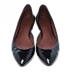 Pre Owned Bottega Veneta Black Patent Leather D'orsay Ballet Flats Size 39