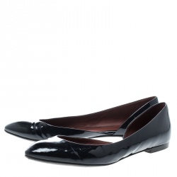 Pre Owned Bottega Veneta Black Patent Leather D'orsay Ballet Flats Size 39