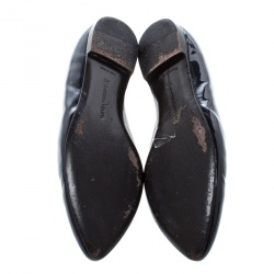 Pre Owned Bottega Veneta Black Patent Leather D'orsay Ballet Flats Size 39