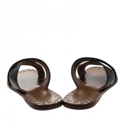 Pre Owned Bottega Veneta Black Intrecciato Leather Cross Strap Flat Slides Size 39