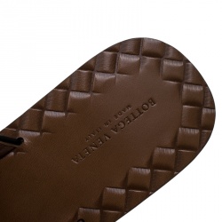 Pre Owned Bottega Veneta Black Intrecciato Leather Cross Strap Flat Slides Size 39