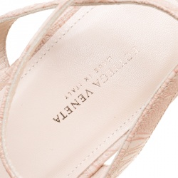 Pre Owned Bottega Veneta Beige Butterfly Embossed Leather Ankle Wrap Platform Wedge Sandals Size 40