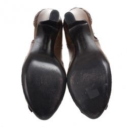 Pre Owned Bottega Veneta Brown Leather Fringe Pumps Size 38.5