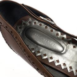 Pre Owned Bottega Veneta Brown Leather Fringe Pumps Size 38.5