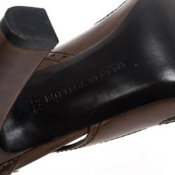 Pre Owned Bottega Veneta Brown Leather Fringe Pumps Size 38.5