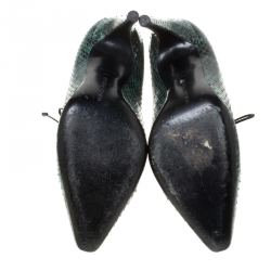 مملوكة مسبقًا حذاء بوت كاحل بوتيغا فينيتا أربطة قصة جلد ثعبان أخضر مقاس 38