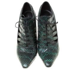 مملوكة مسبقًا حذاء بوت كاحل بوتيغا فينيتا أربطة قصة جلد ثعبان أخضر مقاس 38