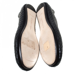 Pre Owned Bottega Veneta Black Intrecciato Leather Smoking Slippers Size 37