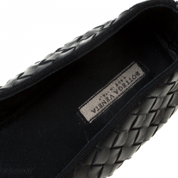 Pre Owned Bottega Veneta Black Intrecciato Leather Smoking Slippers Size 37