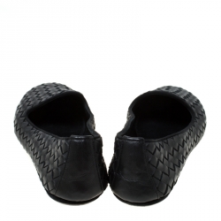 Pre Owned Bottega Veneta Black Intrecciato Leather Smoking Slippers Size 37