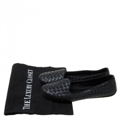 Pre Owned Bottega Veneta Black Intrecciato Leather Smoking Slippers Size 37