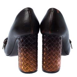 Pre Owned Bottega Veneta Orange/Brown Ombre Leather Cherbourg Pumps Size 39