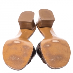 Pre Owned Bottega Veneta Metallic Bronze Intrecciato Leather Ravello Flat Slides Size 38