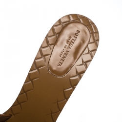 مملوكة مسبقًا  Bottega Veneta Brown Intrecciato Leather Slide Sandals Size 41
