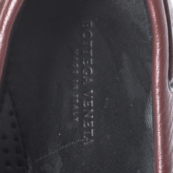 Pre Owned Bottega Veneta Brown Intrecciato Leather Bow Slip On Loafers Size 37.5