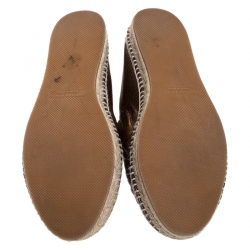 Pre Owned Bottega Veneta Bronze Intrecciato  Leather Espadrille Flats Size 41