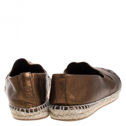 Pre Owned Bottega Veneta Bronze Intrecciato  Leather Espadrille Flats Size 41