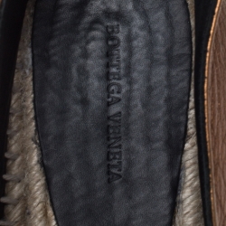 Pre Owned Bottega Veneta Bronze Intrecciato  Leather Espadrille Flats Size 41