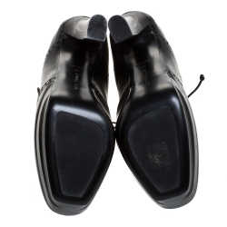 Pre Owned Bottega Veneta Black Brogue Leather Wingtip Ankle Boots Size 39
