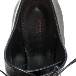 Pre Owned Bottega Veneta Black Brogue Leather Wingtip Ankle Boots Size 39