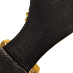 Pre Owned Bottega Veneta Yellow Leather Flower Cutout Sunset Flat Sandals Size 38.5