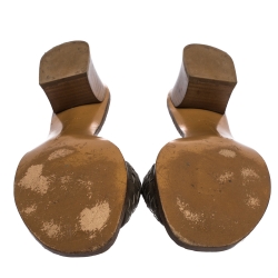 مملوكة مسبقًا Bottega Veneta Grey Intrecciato Leather Ravello Slide Sandals Size 41