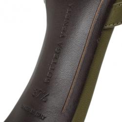 Pre Owned Bottega Veneta Green Leather Mules Size 37.5