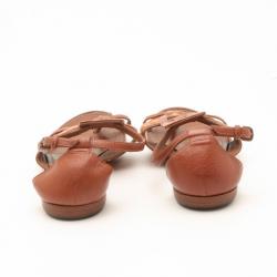 Pre Owned Bottega Veneta Brown Intrecciato Gladiator Sandals Size 38.5