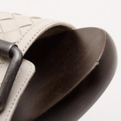 Pre Owned Bottega Veneta Beige Intrecciato Clog Sandals Size 38