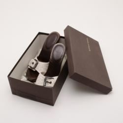 Pre Owned Bottega Veneta Beige Intrecciato Clog Sandals Size 38