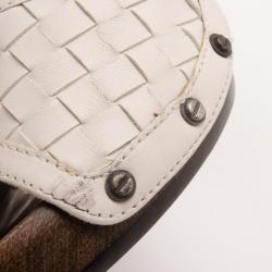 Pre Owned Bottega Veneta Beige Intrecciato Clog Sandals Size 38