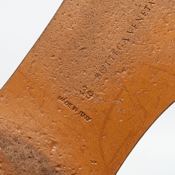 Pre Owned Bottega Veneta Metallic Grey Intrecciato Leather Flat Slide Sandals Size 39