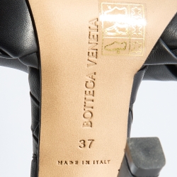 مملوكة مسبقًا Bottega Veneta Black Intrecciato Leather Lido Slide Sandals Size 37