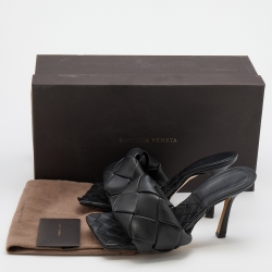 مملوكة مسبقًا Bottega Veneta Black Intrecciato Leather Lido Slide Sandals Size 37