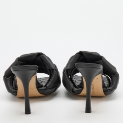 مملوكة مسبقًا Bottega Veneta Black Intrecciato Leather Lido Slide Sandals Size 37