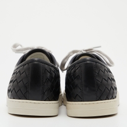 Bottega Veneta Black Intrecciato Leather Lace Up Sneakers Size 37