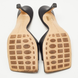 Pre Owned Bottega Veneta Black Leather Stretch Slide Sandals Size 37