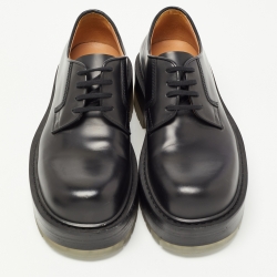 Pre Owned Bottega Veneta Black Leather Lace Up Oxfords Size 37