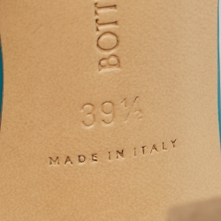 Pre Owned صندل سلايد بوتيغا فينيتا جلد تركواز أزرق لامع مقدمة مربعة مقاس 39.5