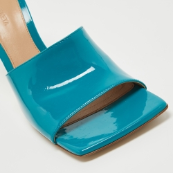 Pre Owned صندل سلايد بوتيغا فينيتا جلد تركواز أزرق لامع مقدمة مربعة مقاس 39.5