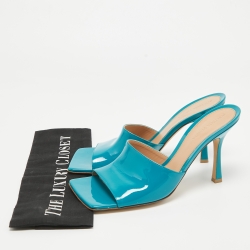 Pre Owned صندل سلايد بوتيغا فينيتا جلد تركواز أزرق لامع مقدمة مربعة مقاس 39.5