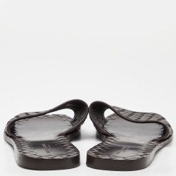 Pre Owned Bottega Veneta Brown Intrecciato Leather Flat Slides Size 36