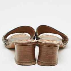 Bottega Veneta Metallic Leather Intrecciato Slides Size 37.5 
